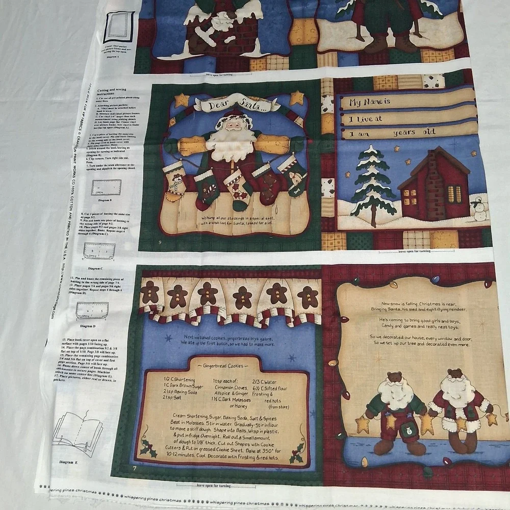 Leslie Beck Whispering Pines Christmas Soft Book Fabric Panel VIP Fabrics Cotton